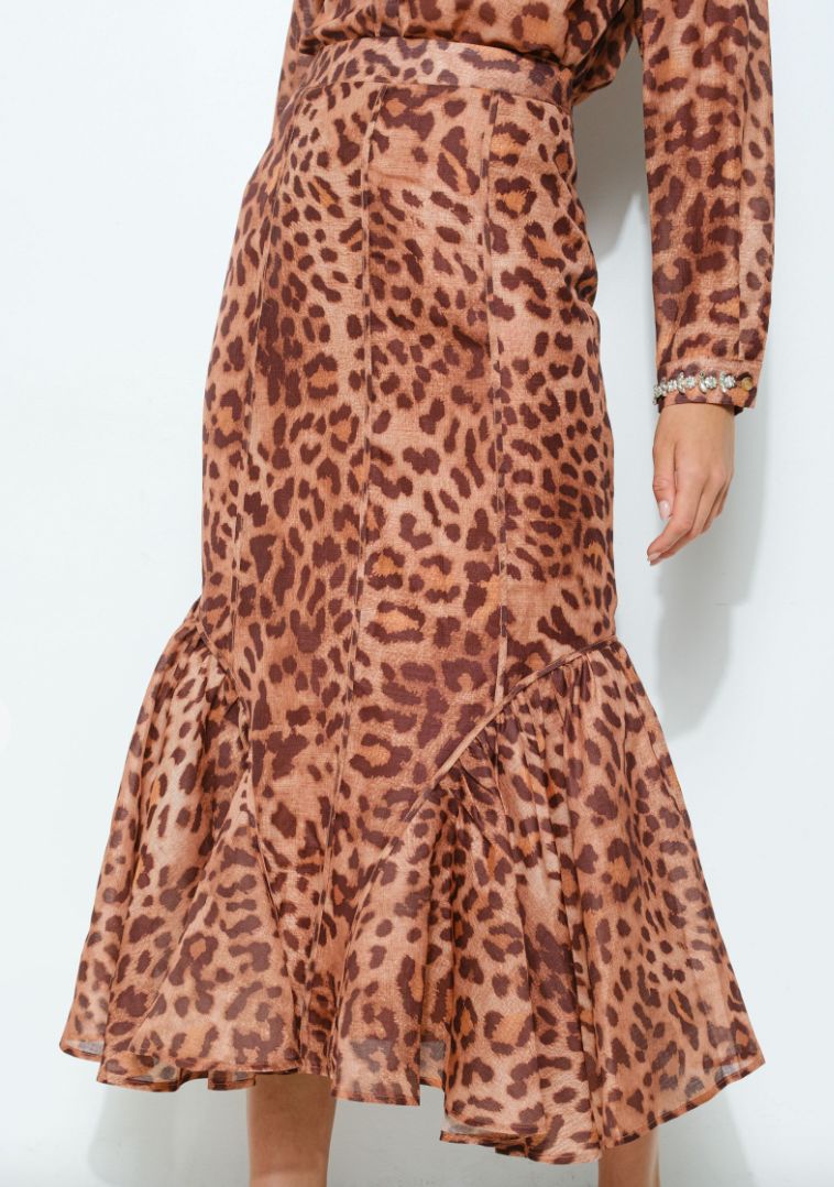 Leopard Shirt and Skirt Set
