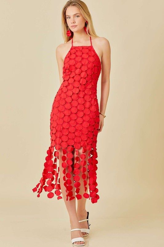 Circle Red Midi Dress