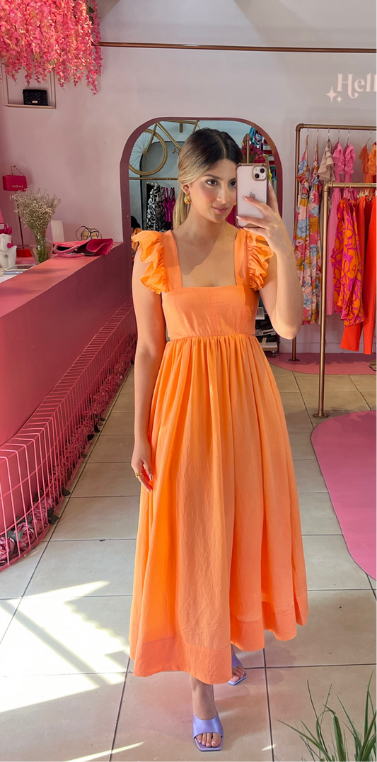 Vestido Salmón Con Escote