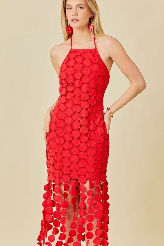 Circle Red Midi Dress